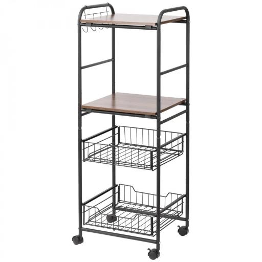 Carro Múltiusos de Cocina Baño con Ruedas 5 Niveles Carrito de Servicio Isla de Cocina Marco de Acero Carrito Auxiliar Verdulero Frutero Carga 20 kg para Salón 36,5x36,5x89 cm Plata [2]