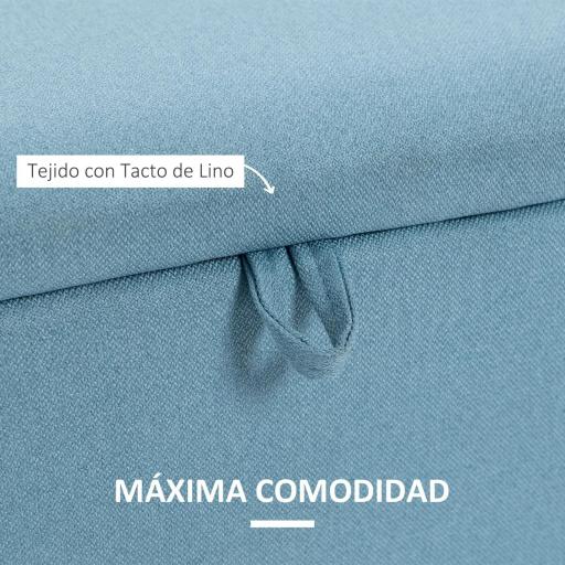 Banco de Almacenaje con Tapa Abatible y Patas de Acero para Dormitorio Salón Entrada 101x38,5x44,5 cm Azul Claro [2]