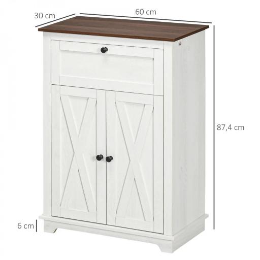 Aparador para Salón Armario de Almacenamiento con Puertas Dobles Cajón y Estante Ajustable 60x30x87,4 cm Blanco [1]