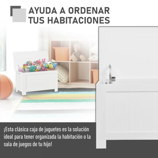 Baúl de Almacenaje con Tapa Baúl de Almacenaje Versátil con Bisagra de Seguridad para Pasillo Salón 81x40x46 cm Blanco [2]