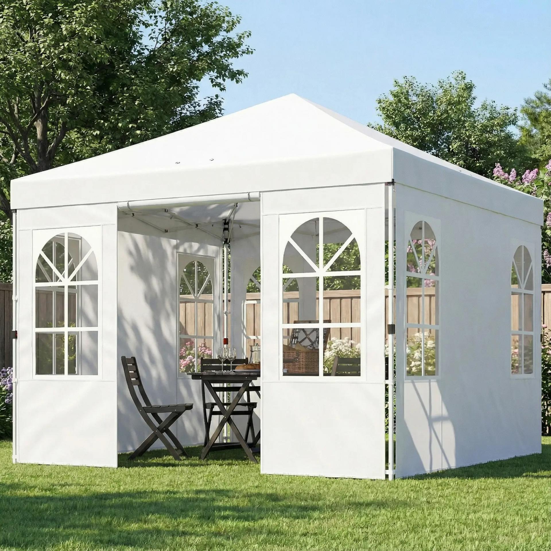 Carpa Plegable 3x3 m Pop-up con UPF50+ 4 Laterales Desmontables Altura Ajustable y Bolsa de Transporte Blanco
