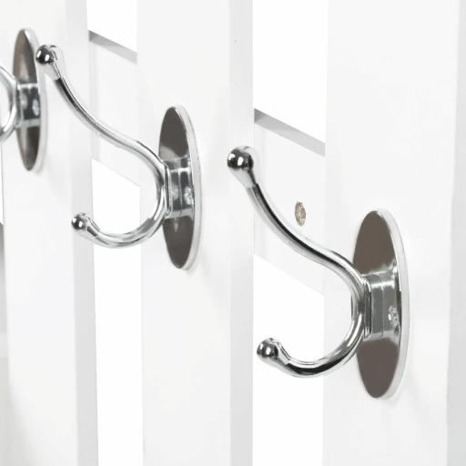 Recibidor de Entrada con Espejo Perchero y Zapatero Mueble de Recibidor de 2 Piezas con 6 Ganchos Estantes y Cajón Abatible para Pasillo Blanco [5]