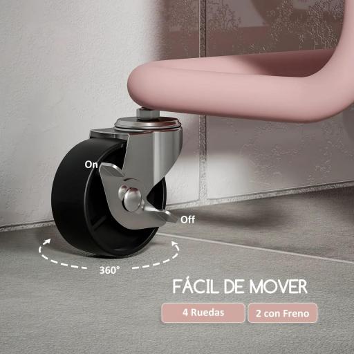 Carrito Auxiliar con Ruedas Carro de Almacenaje Multifuncional con Ganchos y Cajas Colgantes 42x38x86,5 cm Rosa [4]
