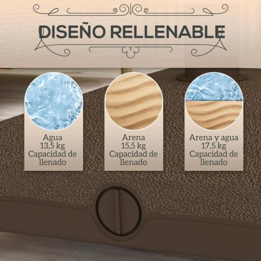 Base para Sombrilla con Ruedas con Postes Ø22 mm a Ø38 mm Rellenable de Arena 18 kg o Agua 16 kg para Jardín Marrón [3]