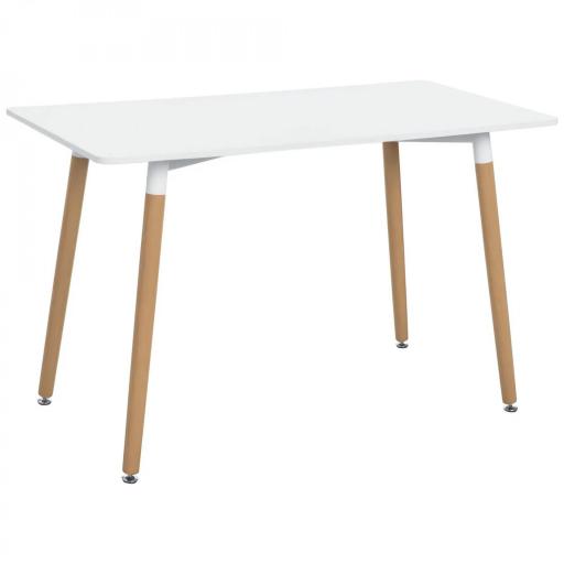 Mesa de Comedor Estilo Nórdico Mesa de Cocina con Patas de Madera de Haya Estructura de Metal 120x60x75 cm Blanco [8]