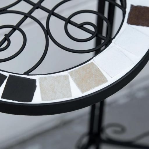 Soporte para Plantas de Metal Mecetas Plegable Estantería para Flores con 3 Estantes y Bordes de Azulejo para Decoración Interiores y Exteriores 60x22x65 cm Negro [5]