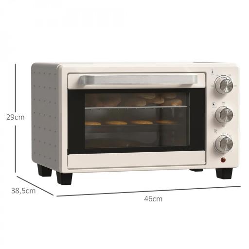 Horno Sobremesa de 21L 1400W Mini Horno Eléctrico Temporizador hasta 60min y Temperatura Regulable hasta 230℃ Crema [1]