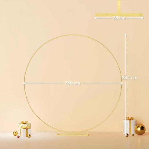 Arco de Jardín de Metal Redondo para Rosas Arco de Boda con Recubrimiento en Polvo para Decoración 230x28x234 cm Dorado [1]