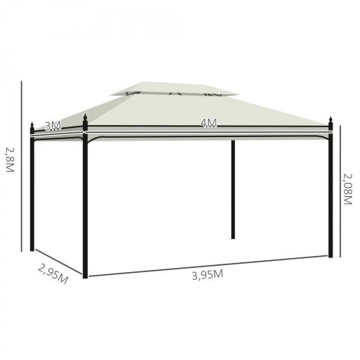 Cenador de Jardín 4x3m Pabellón con Techo Doble Transpirable y 4 Cortinas Laterales Extraíbles Carpa de Acero Anti-UV Gazebo para Fiestas Bodas Eventos al Aire Libre Crema [1]