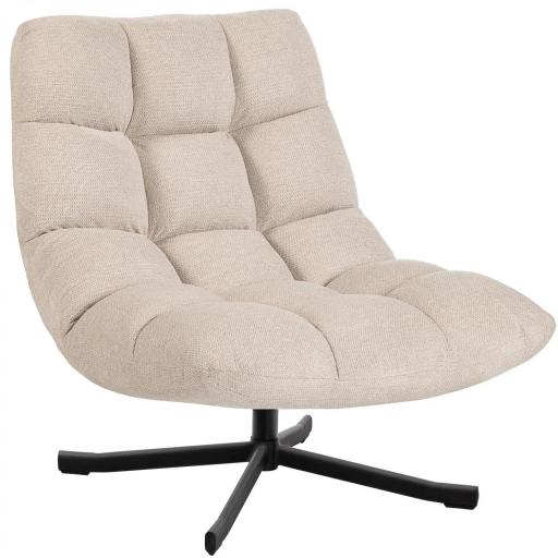 Butaca de Salón Giratoria Moderna Tapizada en Chenilla con Asiento Ancho Base Cruz y Patas de Acero Sillón Relax Crema [8]
