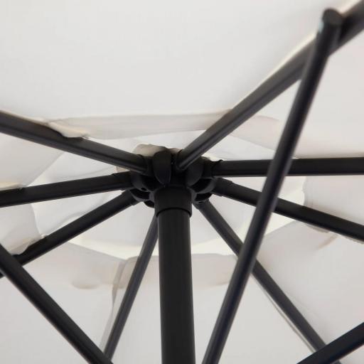 Sombrilla de Jardín 295 cm Parasol Excéntrico Inclinable con Manivela Base Cruzada y Soporte de Acero Crema [6]