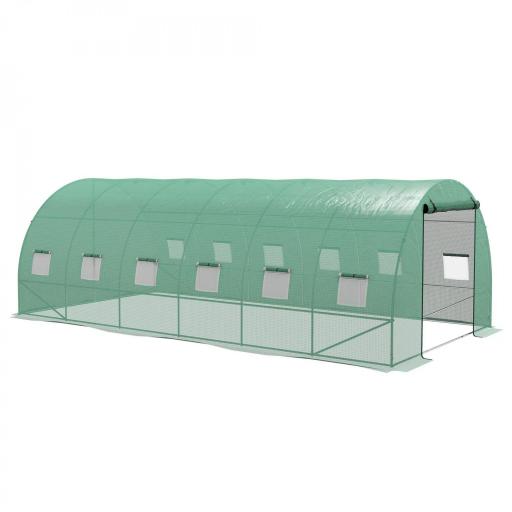 Invernadero de Túnel 6x3x2 m con Sistema de Riego Integrado 12 Ventanas con Malla y 1 Puerta Enrollable Verde [8]