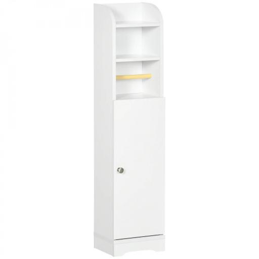 Portarrollos de Papel Higiénico con Armario para Baño con Estante Interior Ajustable 23x18x100 cm Blanco [10]