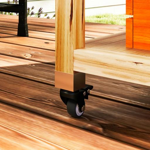 Carrito de Parrilla de Madera con 4 Ruedas Estantes Armario y Encimera de Acero Inoxidable 134,5x50x91,5 cm Natural [6]