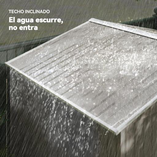 Cobertizo de Jardín 4,9 m² 277x195x192 cm con 2 Puertas Corredizas Techo Inclinado y 4 Ventanas Efecto Madera [4]