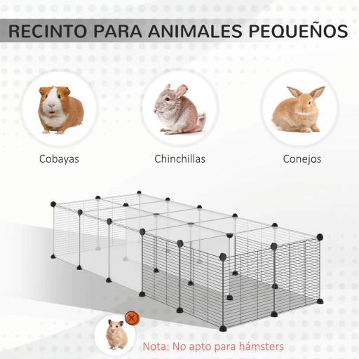 Parque para Mascotas con 27 Paneles y Forma Personalizable para Cobayas Conejos Chinchillas 140x70x70 cm Transparente [4]
