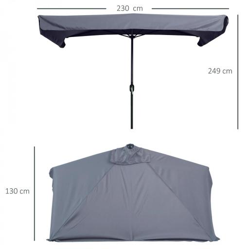 Parasol para Pared 230x130x249 cm Sombrilla Rectangular con Manivela Protección UV Impermeable Gris Oscuro [1]