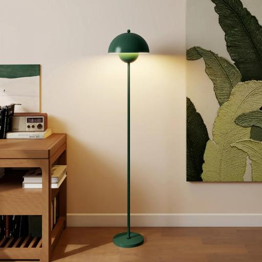 Lámpara de Pie para Salón Moderna con Pantalla de Cuenco Interruptor de Pie Casquillo E27 Sin Bombilla Ø30x155 cm Verde