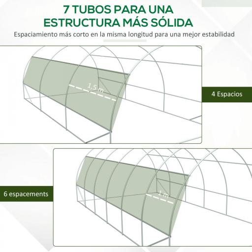Invernadero de Túnel 6x3x2 m con Puerta y 12 Ventanas de Malla Enrollables Invernadero de Huerto para Patio Jardín Verde [6]
