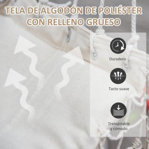 Silla Colgante con Borlas Carga 120 kg Silla Columpio de Algodón Estilo Moderno para Interior y Exterior Blanco [3]