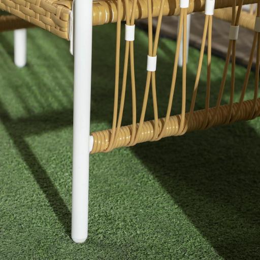 Conjunto Jardín Exterior de 2 Sillas y Mesa de Ratán con Cojines Acolchados para Balcón Terraza Amarillo y Crema [7]