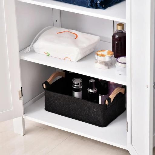 Armario de Baño con 2 Puertas y 2 Estantes Ajustables Interiores Mueble Auxiliar de Almacenaje 60x30x80 cm Blanco [6]