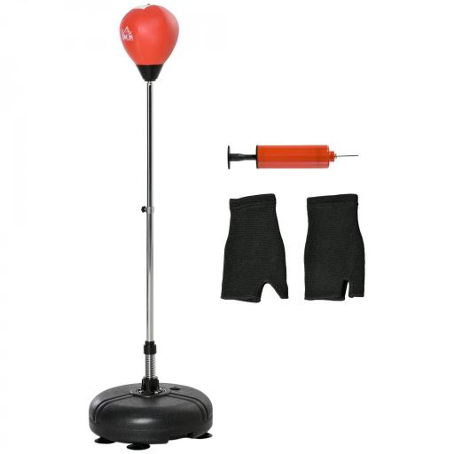 Saco de Boxeo de Pie con Altura Ajustable en 4 Niveles de 133-151 cm, Saco de Boxeo con Base Rellenable, Guantes e Inflador, para Adultos y Adolescentes, Negro y Rojo [9]