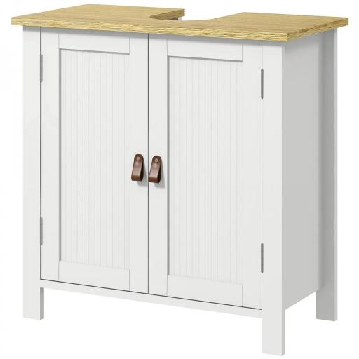 Mueble bajo Lavabo Mueble de Lavabo con Pie con 2 Puertas 2 Mangos y Estante Ajustable sin Lavabo 60x30x60 cm Blanco [10]
