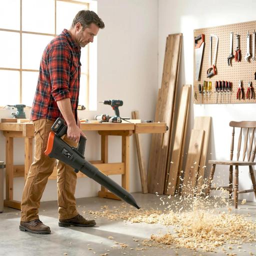 Soplador de Hojas Sin Cable 18V con 2 Baterías de 4.0Ah y Cargador Motor sin Escobillas 600W 3 Velocidades Negro [7]