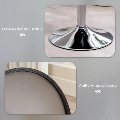 Taburete de Cocina Regulable en Altura 52-66 cm Tapizado en Pana Giratorio en 360° Gris [6]