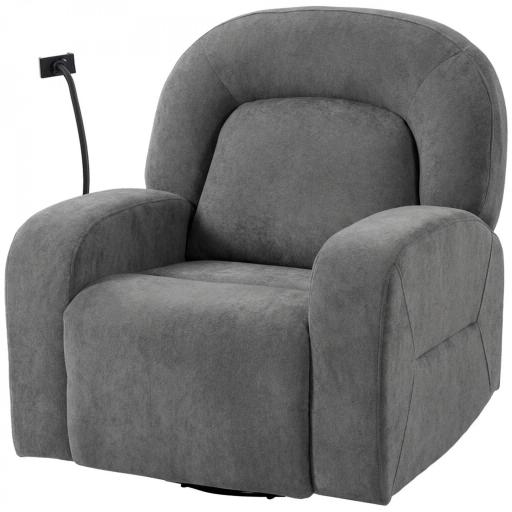Sillón Relax Reclinable 3 en 1 con Función Mecedora Giratorio 360° Soporte para Teléfono Asiento Amplio Gris [5]