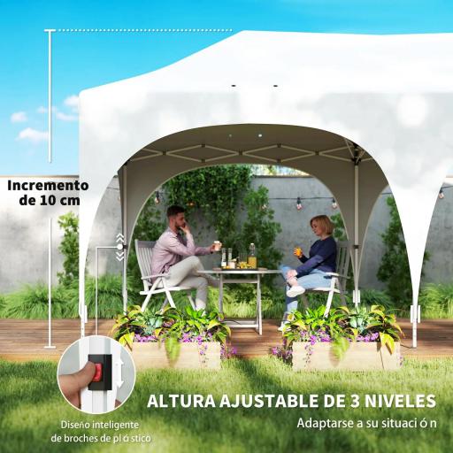 Carpa Plegable 6x3 m Pop-up con 6 Laterales Desmontables Altura Ajustable y Bolsa de Transporte Gris Claro [1]