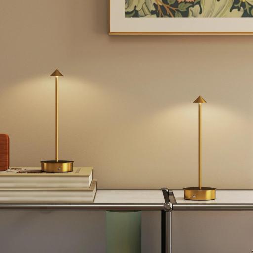 Juego de 2 Lámparas de Mesa LED Recargables con USB y Control Táctil y Luz Regulable Ø10x30 cm Dorado [6]
