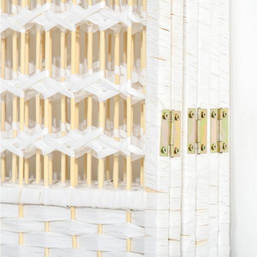 Biombo de 6 Paneles Separador de Ambientes Plegable de Fibra de Papel para Dormitorio Salón 242x170 cm Blanco [3]