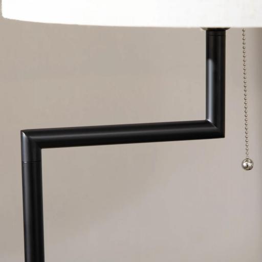 Lámpara de Pie con Mesita Auxiliar y Pantalla de Lino Interruptor de Cadena y Cargador USB Ø40x170 cm Natural [6]