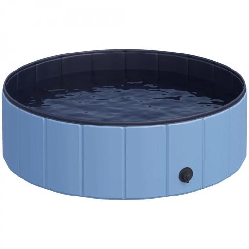 Piscina Plegable para Perros Gatos Ø100x30 cm Bañera Portátil para Mascotas PVC Antideslizante Múltiples Usos Color Azul [9]