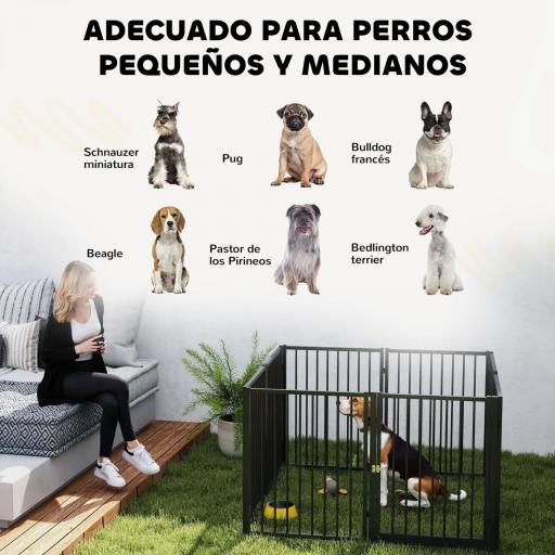 Parque para Perros de 8 Paneles 60x76 cm Corralito para Perros Pequeños y Medianos para Interior y Exterior Negro [7]