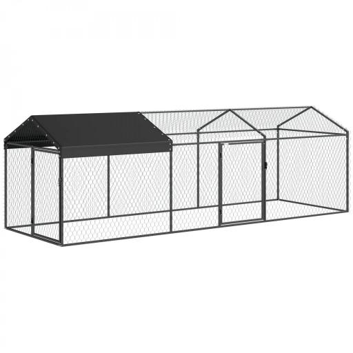 Gallinero para Exterior Grande 3x1x1 m Gallinero Metálico con Cubierta Tela Oxford Anti-UV e Impermeable Negro [9]
