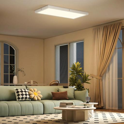 Juego de 4 Lámparas de Techo Color Regulable con Interruptor DIP y de Pared 3000K/4000K/6000K 60x30x3,7 cm Blanco