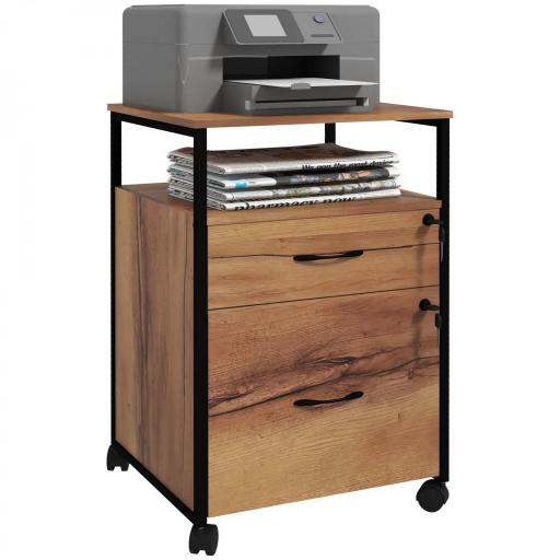 Cajonera de Oficina Cajonera para Escritorio con Ruedas Archivador para Tamaño Carta A4 44x40x66,5 cm Marrón Rústico [9]