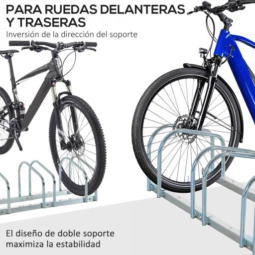Aparcamiento para 6 Bicicletas Soporte de Acero para Aparcar Bicicletas en el Suelo o Pared 179x33x27 cm Plata [3]