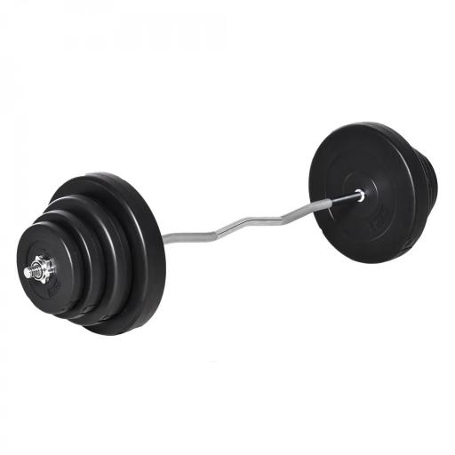 Barra de Pesas Curvada 70 kg Barra de Rizo Set de Musculación con 8 Discos de Pesos 2,5kg-15kg Intercambiables para Entrenamiento Culturismo en Gimnasio Casa 140x38,5x38,5 cm Negro [9]