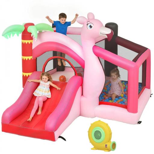 Castillo Hinchable para Niños con Soplador Tobogán Cama Elástica Piscina de Pelotas Canasta de Baloncesto 255x230x196cm [8]