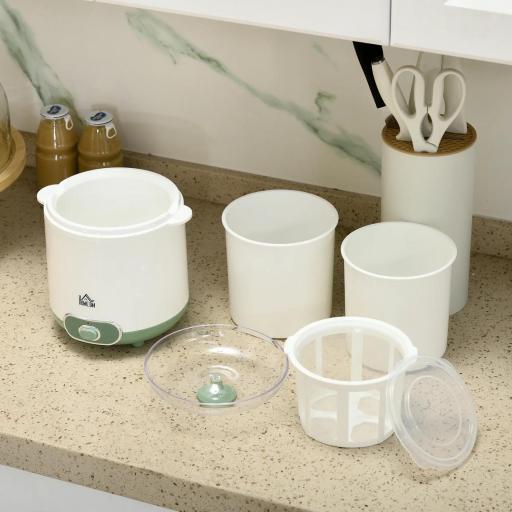 Yogurtera para Hacer Yogur Griego 20 W 1,5L con Filtro Indicador de Encendido y Tecnología PTC 19,5x17,5x21,4 cm Blanco [5]