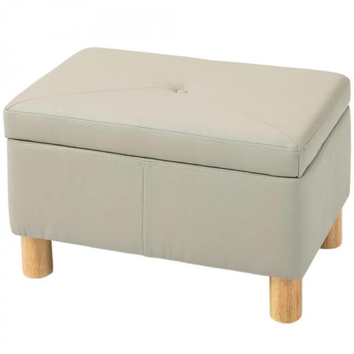 Baúl de Almacenaje para Dormitorio 33L Tapizado en PU Banco de Almacenaje con Patas de Madera 60x38x40 cm Gris Claro [9]
