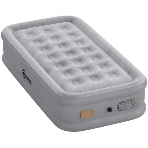 Colchón Hinchable Individual Plegable con Bomba Inflado 3 Min Desinflado 2 Min Bolsa Carga 200 kg 190x97x39 cm Gris [8]