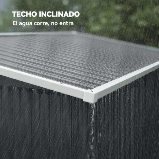 Cobertizo de Jardín Exterior 2,7 m² 234x132x185 cm con Triple Puerta Cerradura y Ranuras de Ventilación Gris [7]