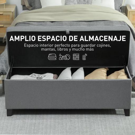 Banco de Almacenaje con 2 Bisagras de Seguridad Tapa Abatible para Dormitorio Salón 120x40x48 cm Gris Oscuro [6]