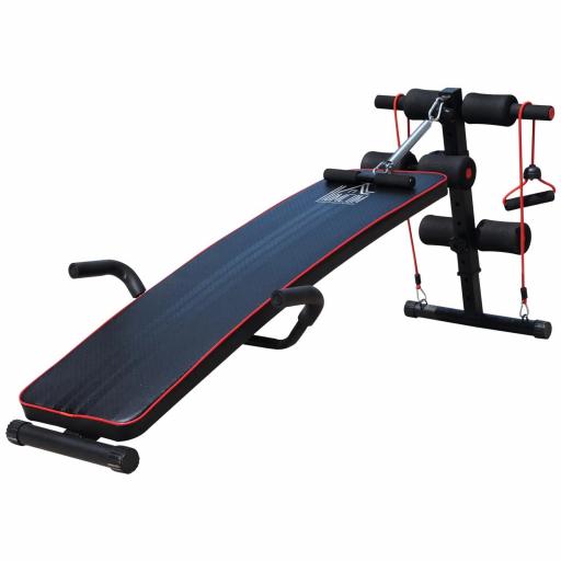 Banco de Abdominales Altura Ajustable Banco de Musculación Multifuncional para Fitness Entrenamiento de Espalda Abdominal Piernas Carga 120kg con 2 Cuerdas y 1 Tirador de Resorte [3]