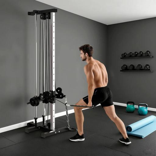 Máquina Polea Alta y Baja de Pared de Doble Polea Ajustable en 15 Posiciones Multifunción Lat Pulldown para Gimnasio [0]